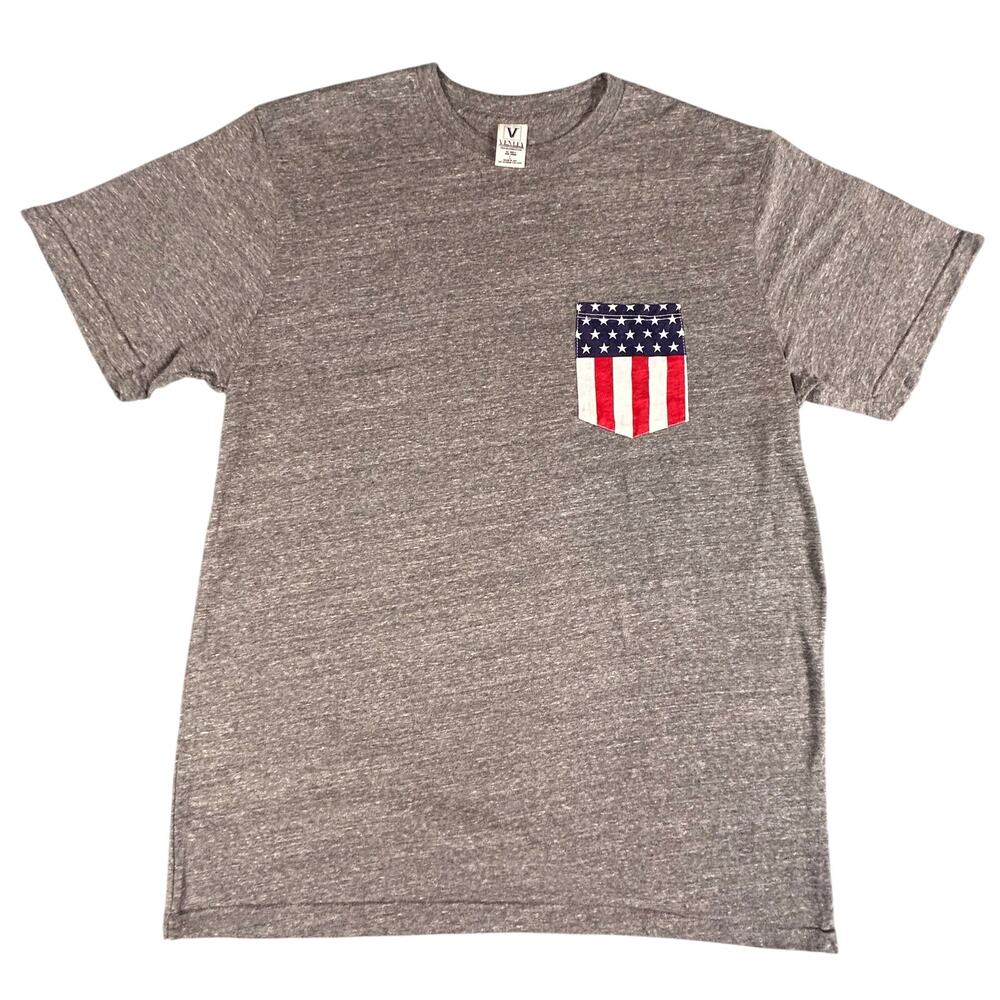 University of Massachusetts Minutemen American Flag TShirt Men L USA Made Venley